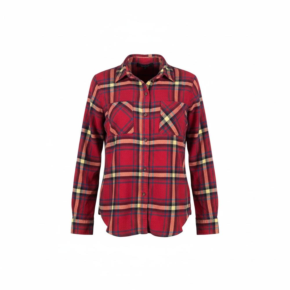 Love Tree Plaid Flannel Button Down Shirt XL Red Tartan Cotton Blend Preloved